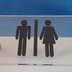 Modern Unisex Restroom Sign – 3mm Clear Acrylic